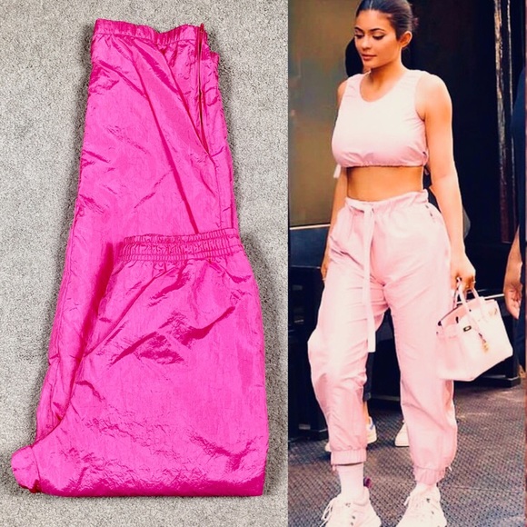 Vintage Pants - 80's Neon Pop Pink Nylon Windbreaker Track Pants M